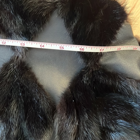 Black Leather Jacket with Black Patchwork Fur Mink Trim Size S Pristine Cond… - Picture 11 of 11